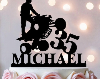 Adorno para pastel de cumpleaños con forma de cuatrimoto, decoración para fiesta de carreras de quads