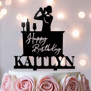 Custom Bartender Birthday Cake Topper: Acrylic Party Decoration