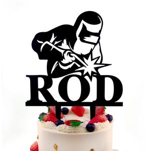 Welder Cake Topper, Welding Soldering Cake Topper, Name Birthday Cake Topper, Welder Graduation Cake Topper, Welder Silhouette Cake Topper