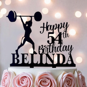 Personalized Weightlifter Birthday Cake Topper: Gym Fitness Theme
