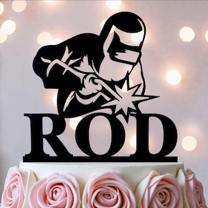 Personalized Welder Cake Topper: Silhouette Graduation Birthday Party Decor