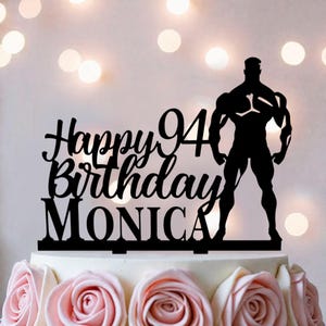 Personalized Bodybuilder Birthday Cake Topper: Gym Theme Party