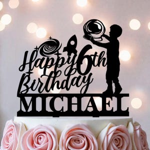 Outer Space Birthday Cake Topper, Rocket, Astronaut