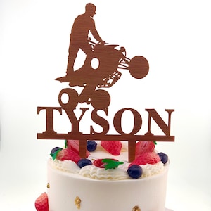 ATV クワッド ケーキ トッパー、四輪車の誕生日デコレーション、ゴーカート、カミソリ、パーソナライズされた誕生日ケーキ トッパー、ATV ケーキ トッパー、ATV レーシング パーティー