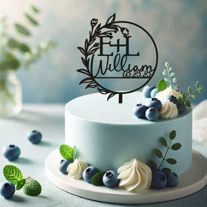 Personalisierter Initialen Kuchen Topper: Rustikales Hochzeitsjubiläum