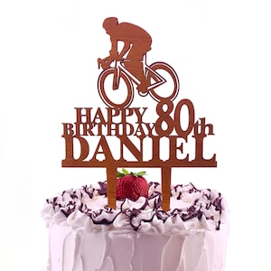 Cycling Cake Topper, Birthday Cyclist Cake Topper, Bicycle Birthday Cake Topper, Bike Cake Topper, Name and Age Cake Topper, Happy Birthday
