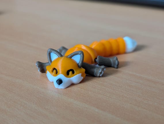 Flexi Trash Animals Duo, 3D Printed Fidget Toys, Raccoon, Opposum, Skunk, Red Panda, Fox - Animals Only