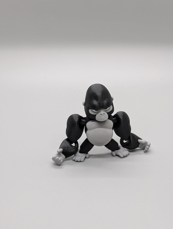 3D Printed Gorilla Flexi Animal  – Stylized Animal Toy Gift for Kids & Adults, Desk Decor, Jungle Decor