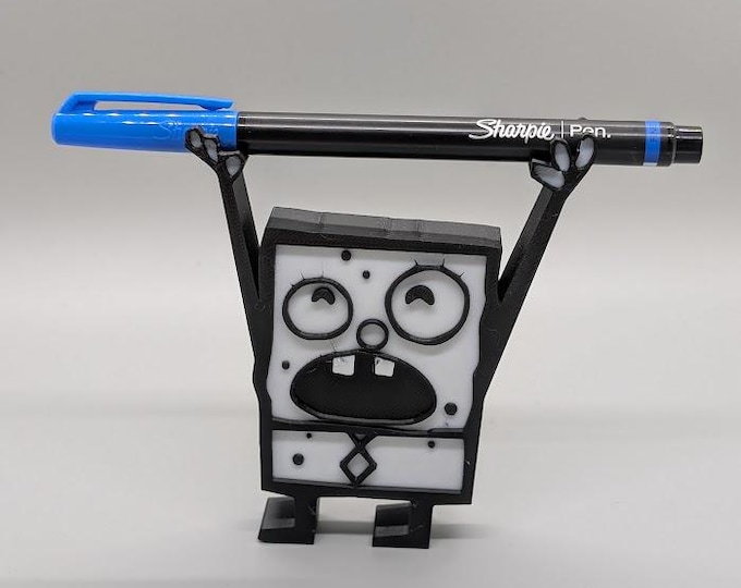 Cartoon Inspired Pencil Holder | Funny SpongBoob Desk Organizer | 3D Printed Office Supply Caddy | Cartoon Gift for Artists & Students