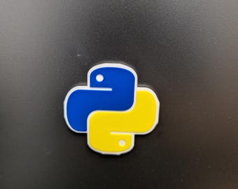 3D Printed Python Programming Logo Magnet | Computer Science Developer Fridge Magnet | Custom Software Engineer Gift, Data Science Tech Nerd