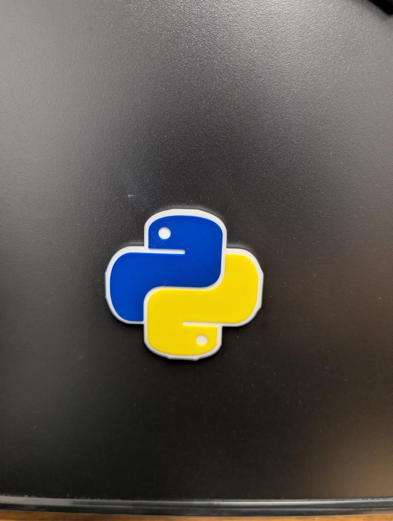 3D Printed Python Programming Logo Magnet | Computer Science Developer Fridge Magnet | Custom Software Engineer Gift, Data Science Tech Nerd bild 1
