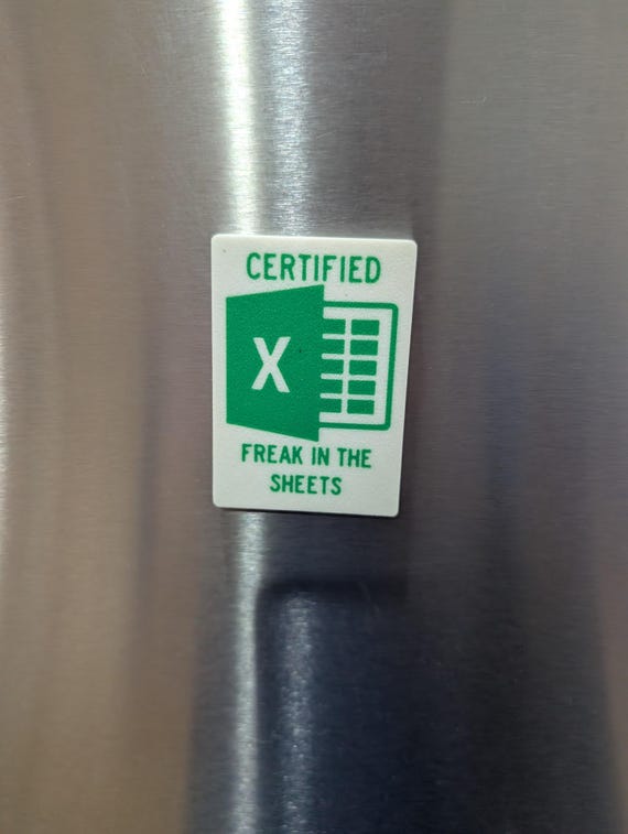 Certified Excel Nerd Magnet – “Freak in the Sheets” Business Card Size Spreadsheet Gift