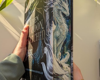 When the Moon Hatched by Sarah A Parker - Hand painted - Fore Edge Painting Dragon Book Edges Collector Special Edition Art