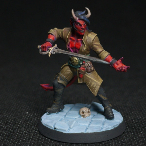 Male Tiefling warlock Hand-Painted 32mm Miniature D&D Pathfinder RPG