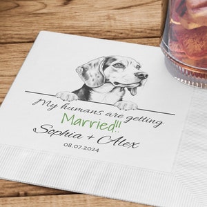 Custom Pet Cocktail Napkins, Dog Wedding Napkins, Custom Pet Cocktail Napkins, Customized Pet Napkins, Custom Pet Portrait Wedding Napkins