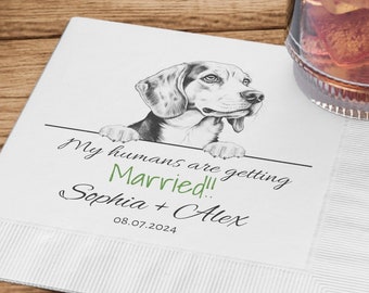 Custom Pet Cocktail Napkins, Dog Wedding Napkins, Custom Pet Cocktail Napkins, Customized Pet Napkins, Custom Pet Portrait Wedding Napkins