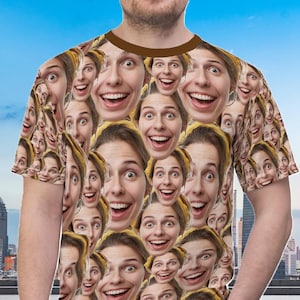 Custom Face All Over Print Photo T-Shirt, Personalized Funny Woman Face Custom Bride Groom Gift, Face Birthday Shirt, Bachelor Party Favor