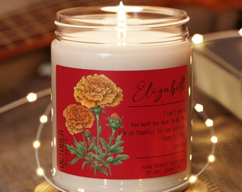 Custom Wedding Party Favors Birth Month Flower Candle, Personalized Birth Flower Scented Candle, Unique Holiday Gift Custom Bridesmaid Name