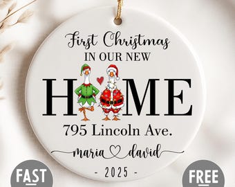 NEW! First Christmas In Our New Home Ornament 2025, Custom House Address Keepsake, Personalized Ornament for Families or New Homeowners