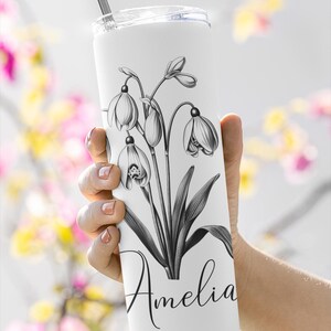 Custom Bride Birth Flower Tumbler, Custom Birth Flower Tumbler with Straw Bridesmaid Proposal Gifts Matching Wedding Tumbler Flower girl