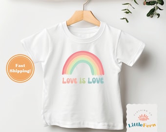 Koszulka dla niemowląt i małych dzieci Fun Pride - Love is Love - Koszulka dla niemowląt Pride Month LGBTQIA+ - Rodzina LGBTQ - Tęczowy strój dla małych dzieci - Koszulka dla dzieci Pride
