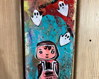 Cutie with Ghosties original artwork with free shipping in the US