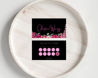 Digital loyalty card for nail art, gold loyalty card and rewards template, loyalty program for customers