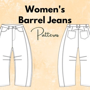 Women&#39;s Barrel Jeans Sewing Pattern, Sewing Pattern, Women Pants, Pleated Pants, Trousers, Linen Pants, Pajama Pants, Clothing Patterns