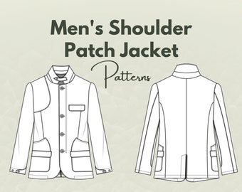 Men's Shoulder Patch Jacket Sewing Pattern, Sewing Pattern, Custom Jacket, Street Wear, Sweatshirt Pattern Embroidered Shoulder Patch Jacket