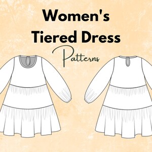 Women&#39;s Tiered Dress Sewing Pattern, Sewing Pattern, Dress Sewing Pattern, Dress Pattern, flower Girl Dress, Linen dress, Cottagecore dress
