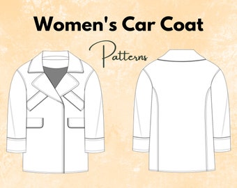 Women's Car Coat Sewing Pattern, Sewing Pattern, Women Coat, Fur Coat, Leather Coat, Long Coat, Wool Coat, Leather Jacket, Trench Coat, Coat