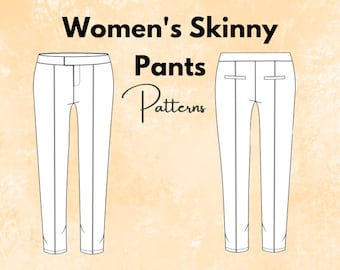 Women's Skinny Pants Sewing Pattern, Sewing Pattern, Women Pants, Pleated Pants, Trousers, Linen Pants, Pajama Pants, Clothing Patterns