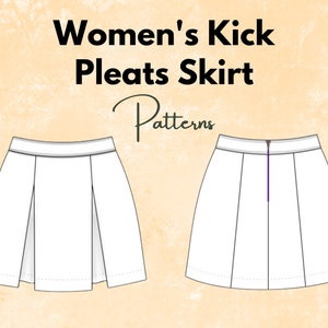 Women&#39;s Kicks Pleats Skirt Sewing Pattern, Sewing Pattern, Mini Skirt, Pleated Skirt, Skirt with Pockets, Short Skirt, Vintage Skirt Pattern