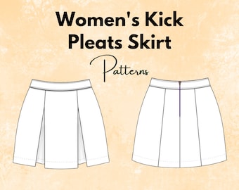 Women's Kicks Pleats Skirt Sewing Pattern, Sewing Pattern, Mini Skirt, Pleated Skirt, Skirt with Pockets, Short Skirt, Vintage Skirt Pattern