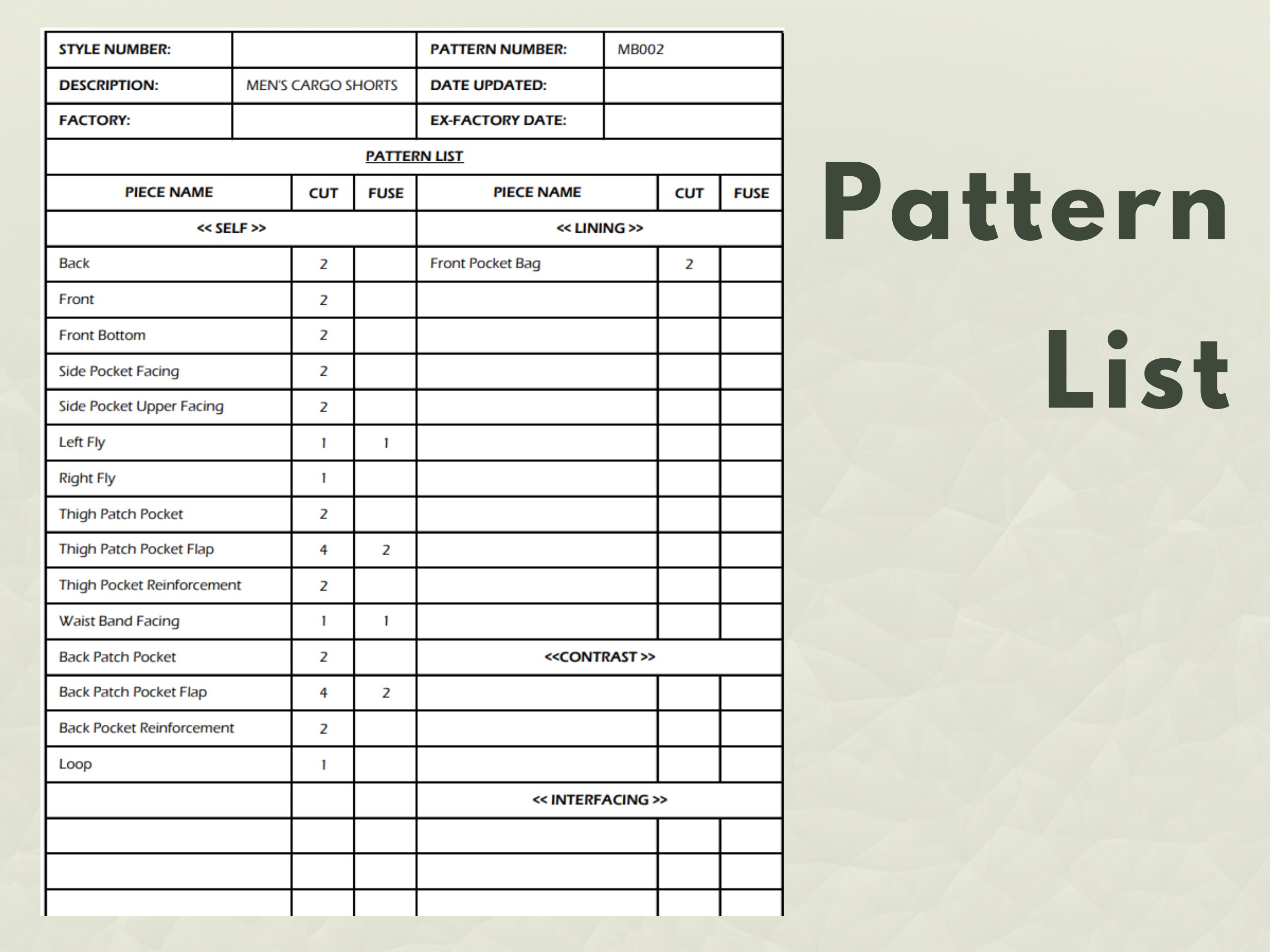 Men s Cargo Shorts Sewing Pattern Short Sewing Pattern Sewing