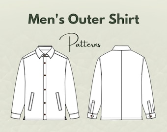 Men's Outer Shirt Sewing Pattern, Polo Shirt Pattern, Dress Shirt Pattern, Sewing Pattern, Men Formal Wear, Embroidered Polo, Work Shirt