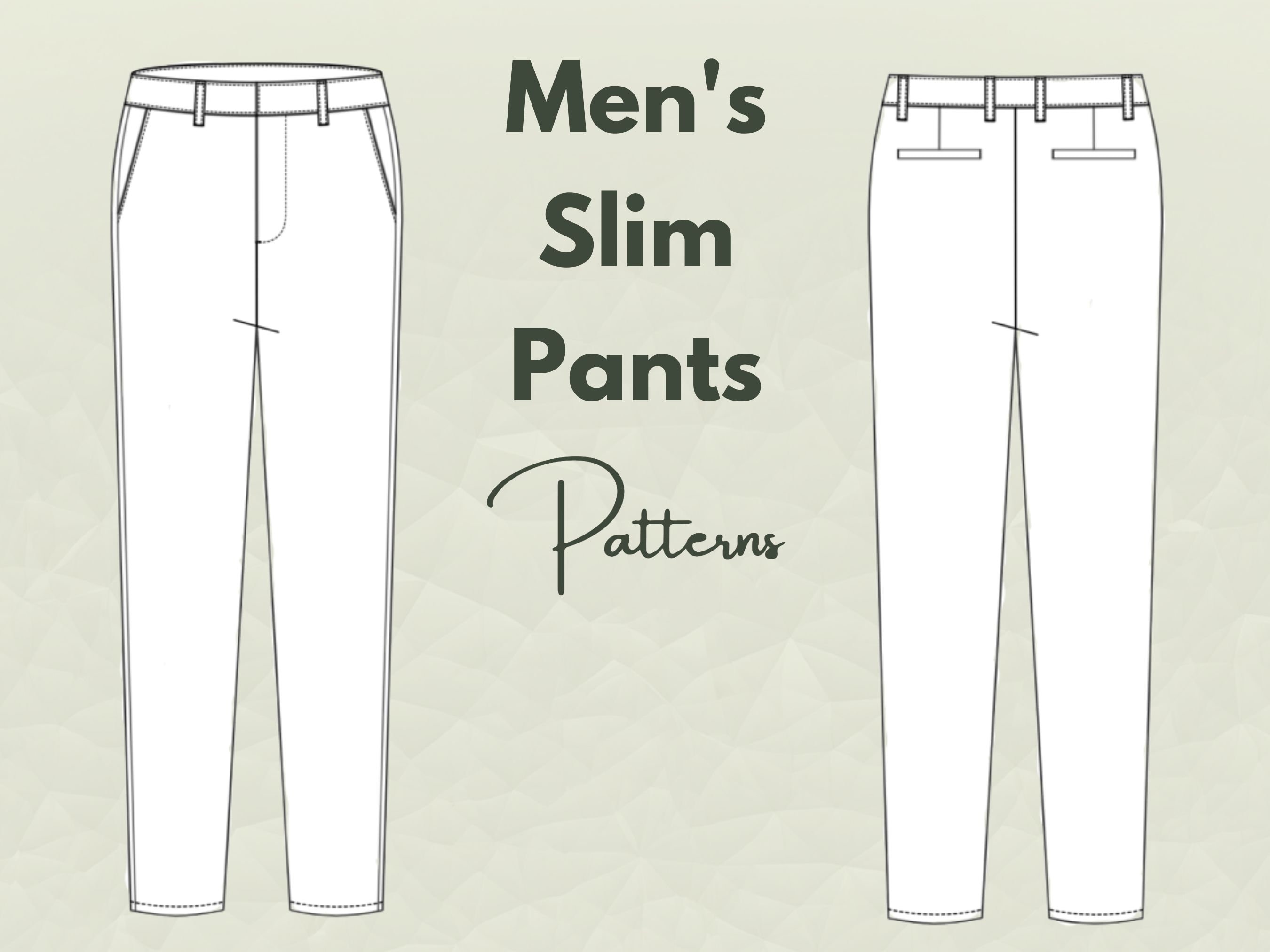 Men's Slim Pants Sewing Pattern, Men's Sewing Pattern, Sewing Pattern ...