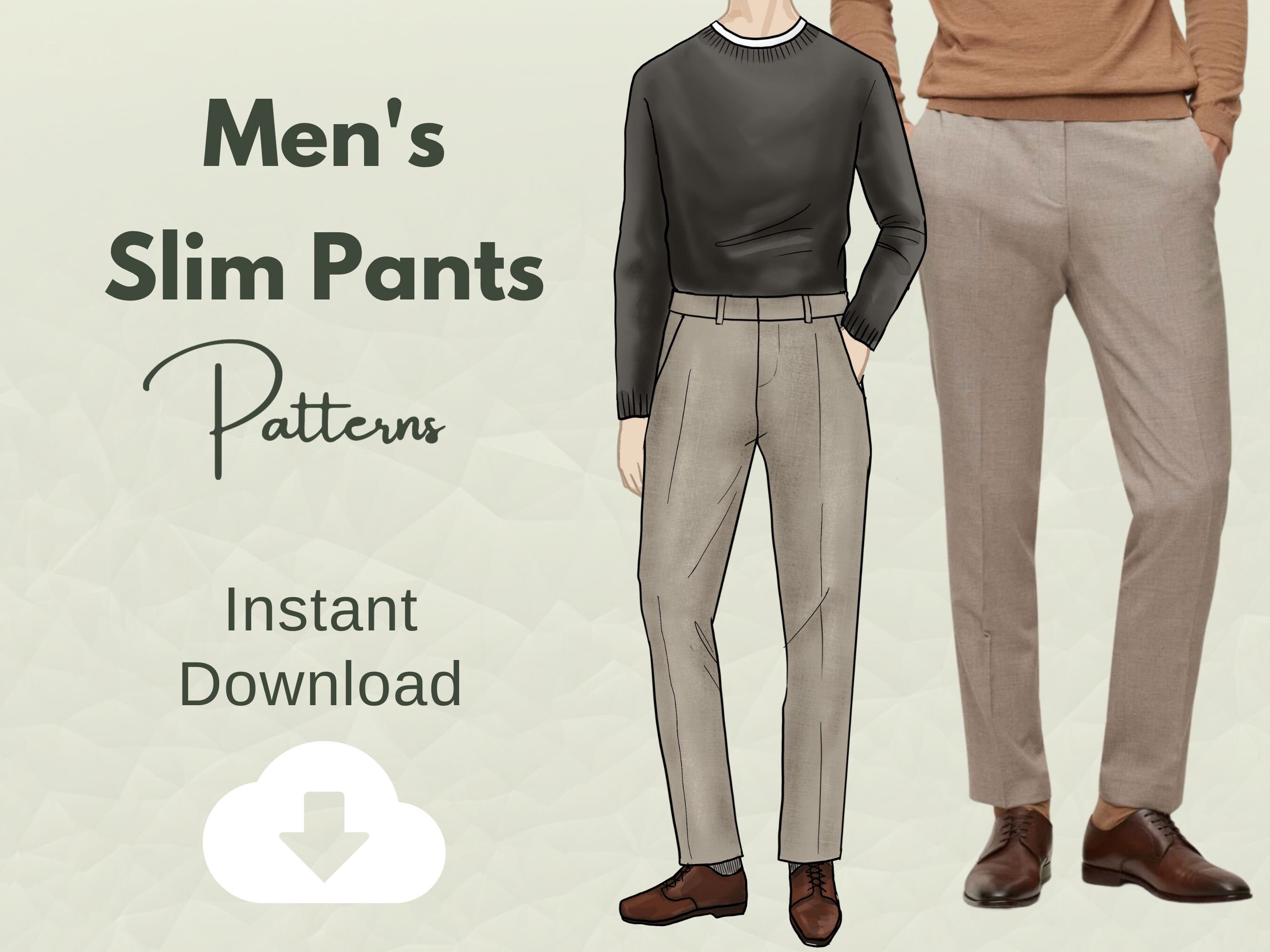 Men's Slim Pants Sewing Pattern, Men's Sewing Pattern, Sewing Pattern ...