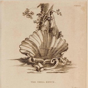 Original Engraving Strawberry Hill Shell Bench