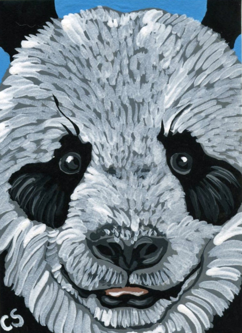 Wild animals cards collection Red Panda ACEO art Watercolor mini painting ATC ACEO original