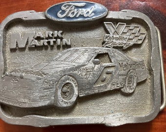 Rare Mark Martin Ford Brass Belt Buckle.....Nascar......Motorsport....1993