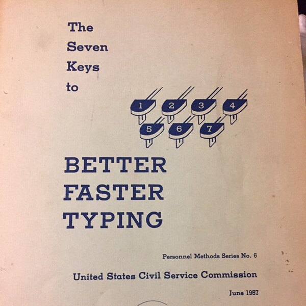 The Seven Keys to Better Faster Typing...US Civil Service Commission...Vintage Book...1957