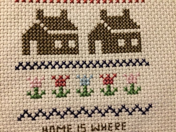 Home Is Where The Heart Is Counted Cross Stitch Etsy