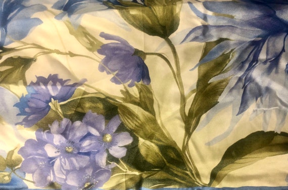 Vintage Adrienne Vittadini Silk Scarf....Blue Flo… - image 4