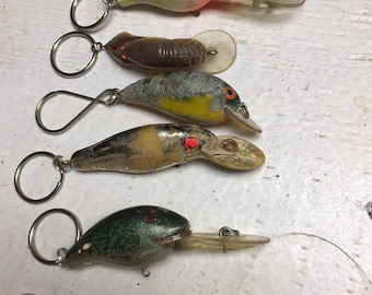 Fishing Lure Keychains....Real Fishing Lures....Cute Gift Idea... Vintage Fishing Lures..Stocking Stuffers