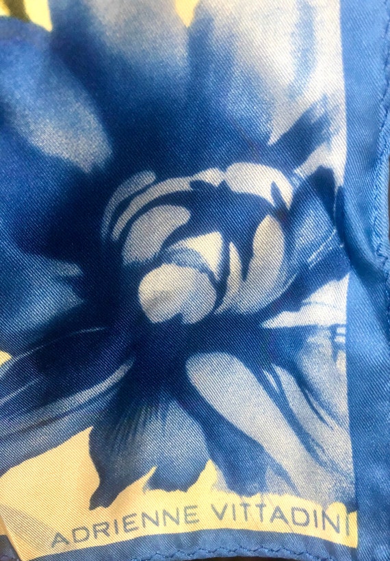 Vintage Adrienne Vittadini Silk Scarf....Blue Flor