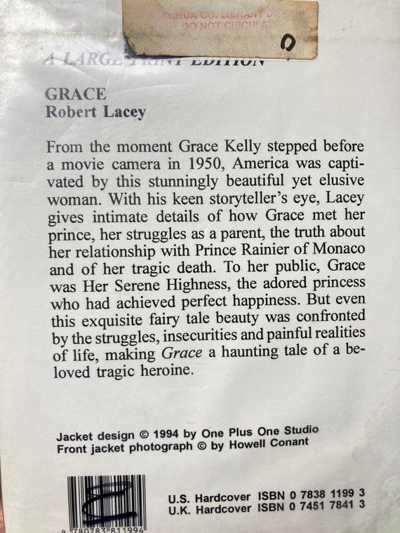 Grace by Robert Lacey. Vintage Booklarge Print Edition - Etsy