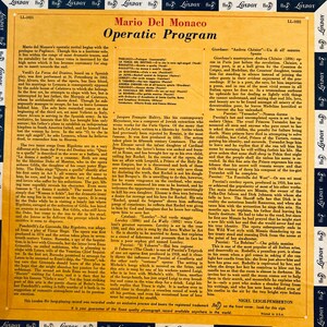 Mario Del Monaco Operatic Program Vinyl Lp...london Ll1025...classical ...