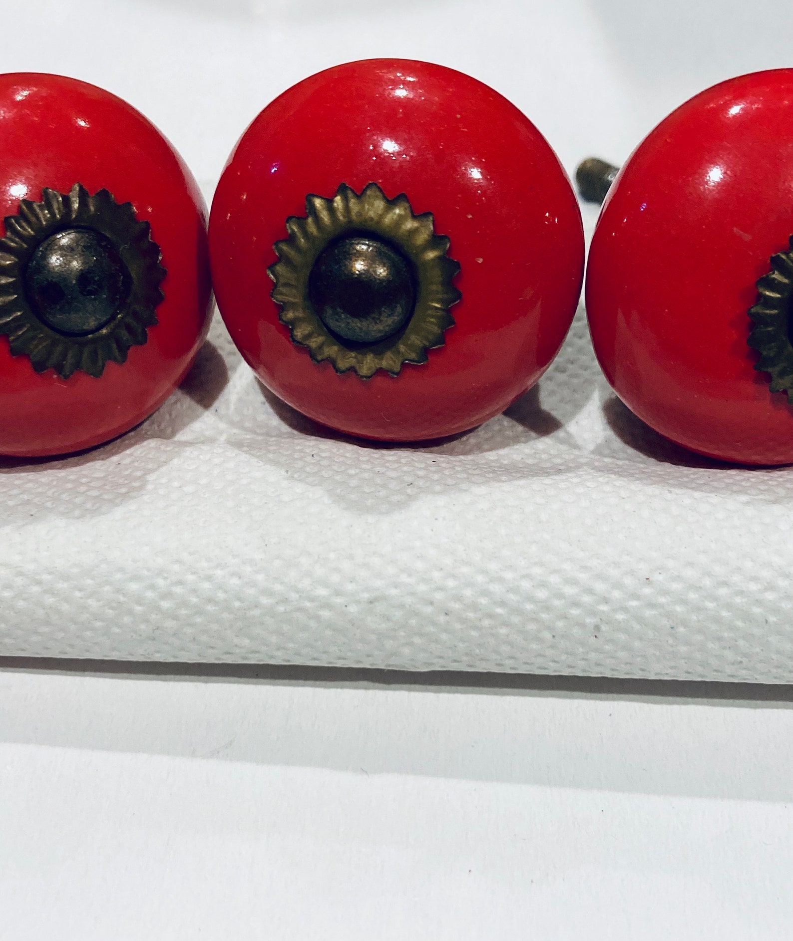 Vintage Red Ceramic Ball Drawer Pulls....set of 6 Etsy