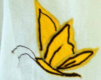 Vintage Butterfly Hostess Apron 50's Apron Yellow Butterflies